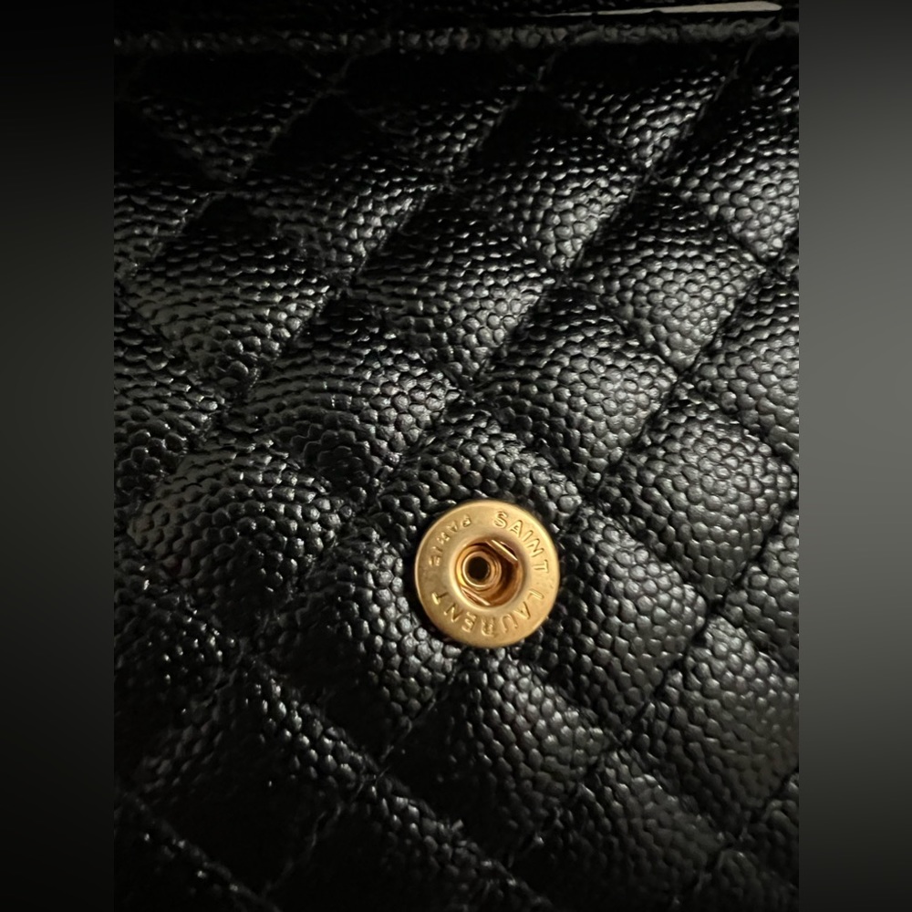 SOLD NEW YSL Saint Laurent Gold Monogram quilted leather wallet clutch - Picture 4 of 12